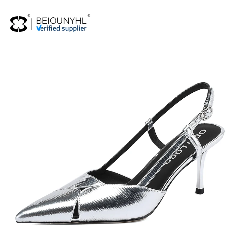 Summer genuine leather Sandals Top Sell Shallow Mouth Pointed-toe Shoes Ankle Strap High Heels Sandals For Ladies Nightclub