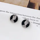 Earrings Agate 925 Sterling Silver Stud Earrings Ocean Shell Black Agate Pendant 1mc Gold Plated