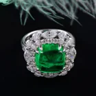White Gold Gold ZHF Fashion Colombian Regenerated Emerald Suger Loaf Cut 18k White Gold Emerald Ring