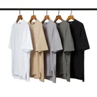 100% Cotton 2021 Hip-hop Hem Split Solid Color Oversized Tshirt Loose 100% Cotton T Shirt For Men