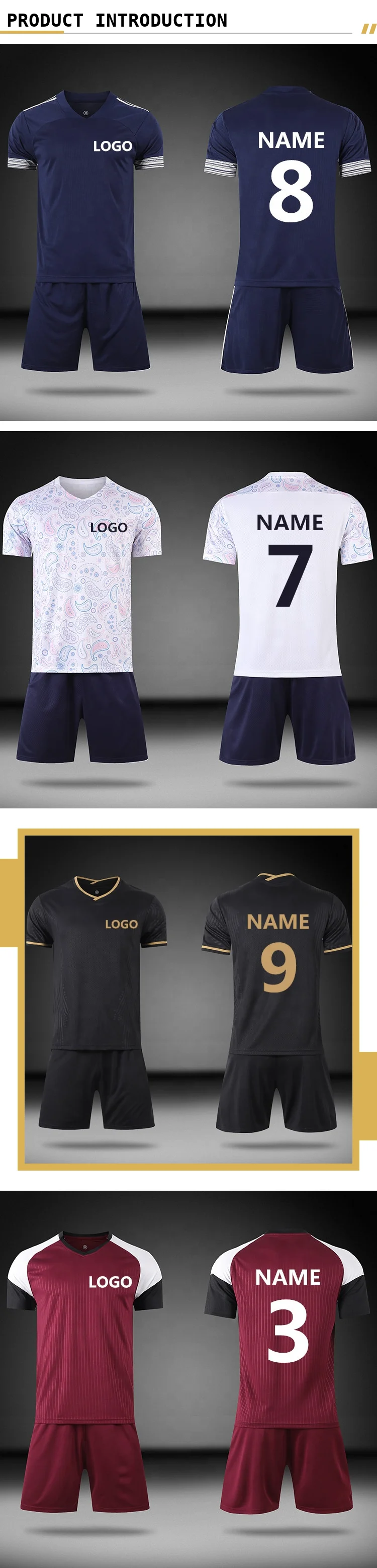 Custom Made Soccer Uniform Set World Club Team Football Jerseys Black Gold Add Your Logo