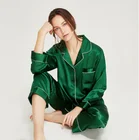 Silk Satin Shirt Women Women 22momme 100% Silk Satin Long Sleeve Shirt Pants Silk Pajamas For Women