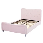Furniture Bed High Quality Bedroom Furniture Luxury Latest Modern High Headboard Pink Fabric Double Bed