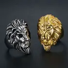 Hot Style Hip Hop Stainless Steel Gold Plated Lion Man Ring