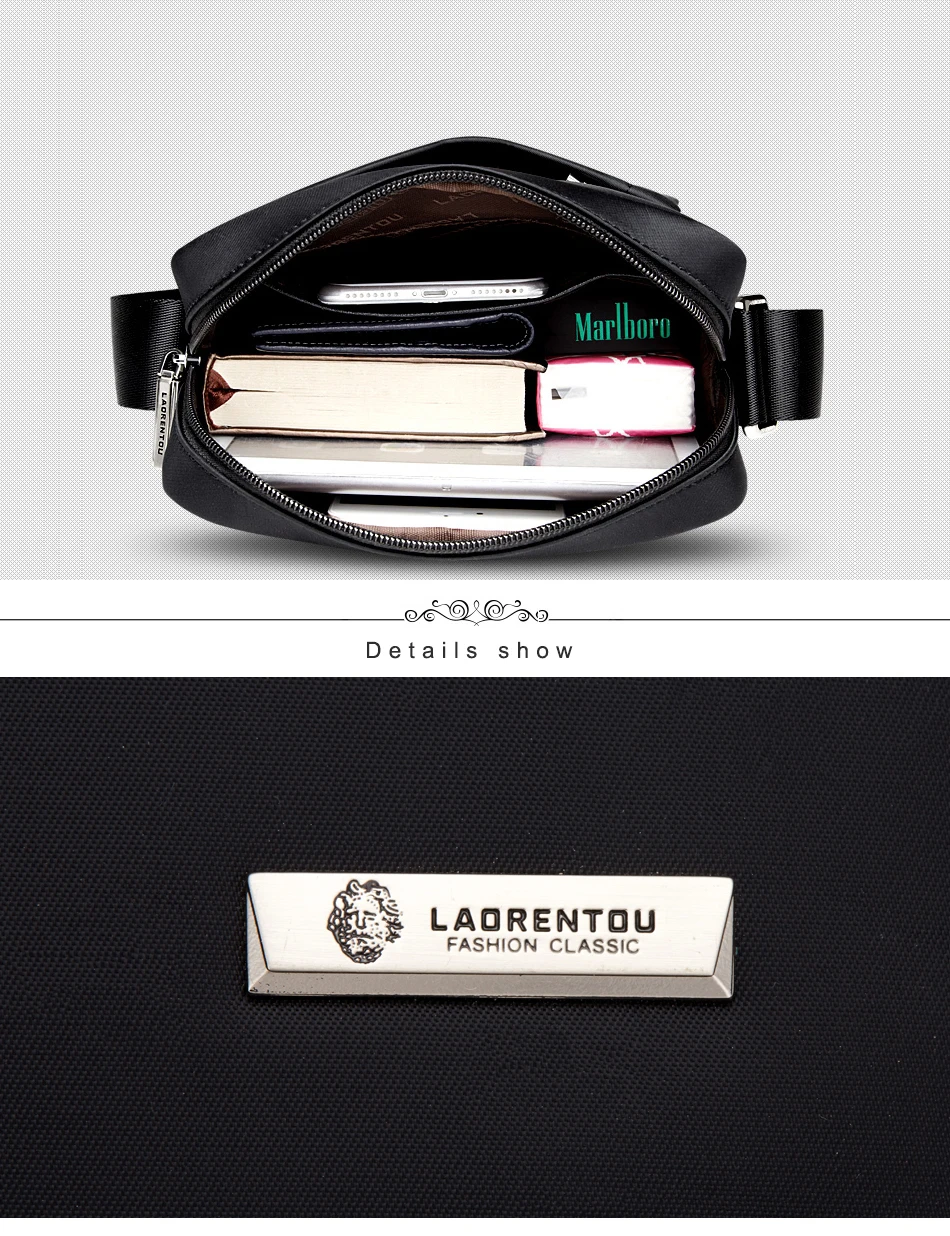 Laorentou Men Shoulder Bag Fabric Microfiber High Quality Business