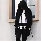 Spring Dress Dark Black Medium Length Hoodie Hip Hop Sweater Men's And Women's Couple's Cape Coat