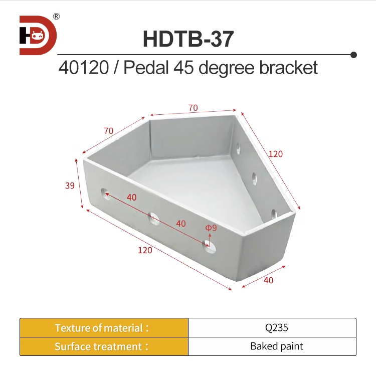 40120 40160 Pedal Armrest Aluminum Alloy Pedal Profile and Accessories Mobile Climbing Ladder Platform Customization supplier