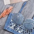 Tops For A004 Hot Denim Tops Sexy Rhinestone Bodice Bustier Corset Tops Sexy Tops For Women 2021