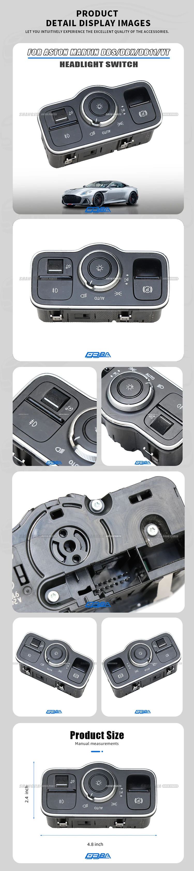 Hot Sale ABS Car Gear Headlight Switch For Aston Martin DB11 DBS DBX Vantage 2016 2023 LY63-SE11654-AA LED Light Control Module supplier