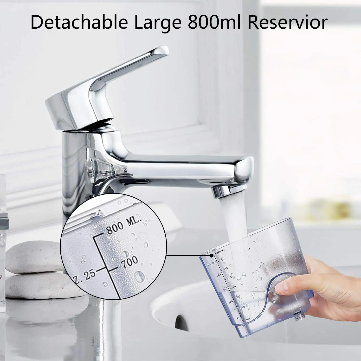 Countertop Water Flosser Oral Irrigator with 800ml Water Tank 4 Work Modes and IPX7 Waterproof for Teeth Cleaning Household and Travel Use