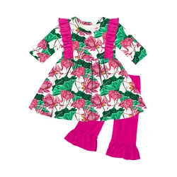 2023 Fashion Girls Clothing Set Autumn Ruffle Shoulder Cute Style Skirt&Pant 2-Piece Set