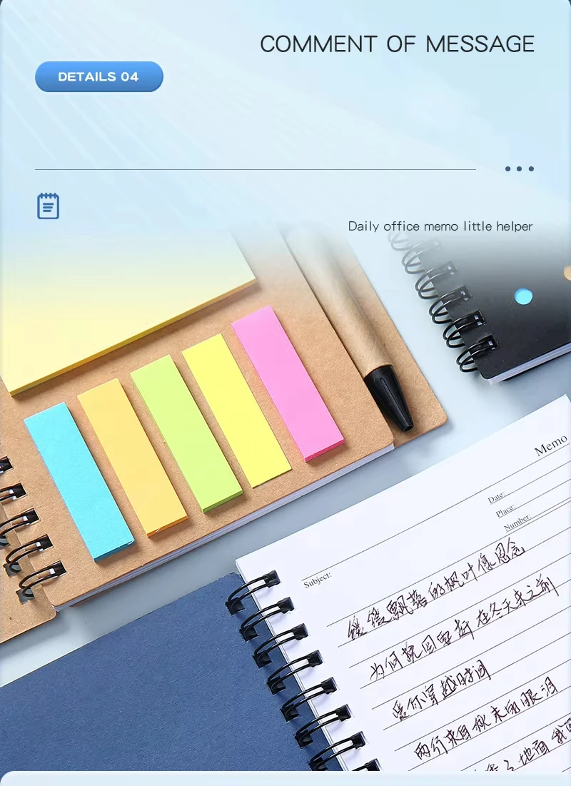 Customizable logo kraft notepad with pen memo sticky notes spiral notebook printed promotion custom notepads with pen Customizable logo kraft notepad with pen memo sticky notes spiral notebook printed promotion custom notepads with pen