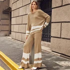 Clothing Sweater Suit Winter Fashion Long Sleeve Colorblocking Round Neck Knit Clothing Women Sweater Suit
