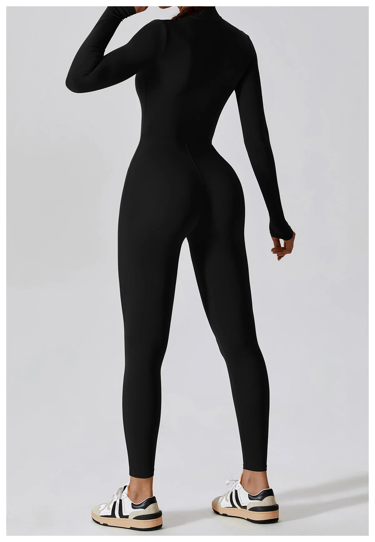 New One Piece Bodycon Jumpsuit Long Sleeve Zip Up Bodysuit For Women