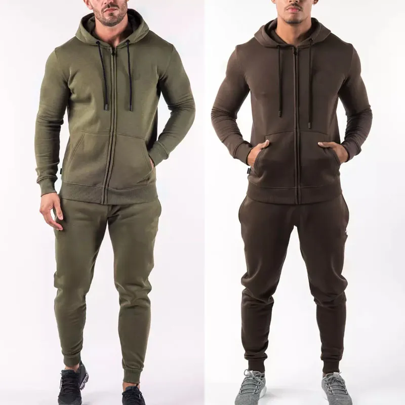 Army Green Comfy Hooded Tracksuit Set with Zipper – COMFY