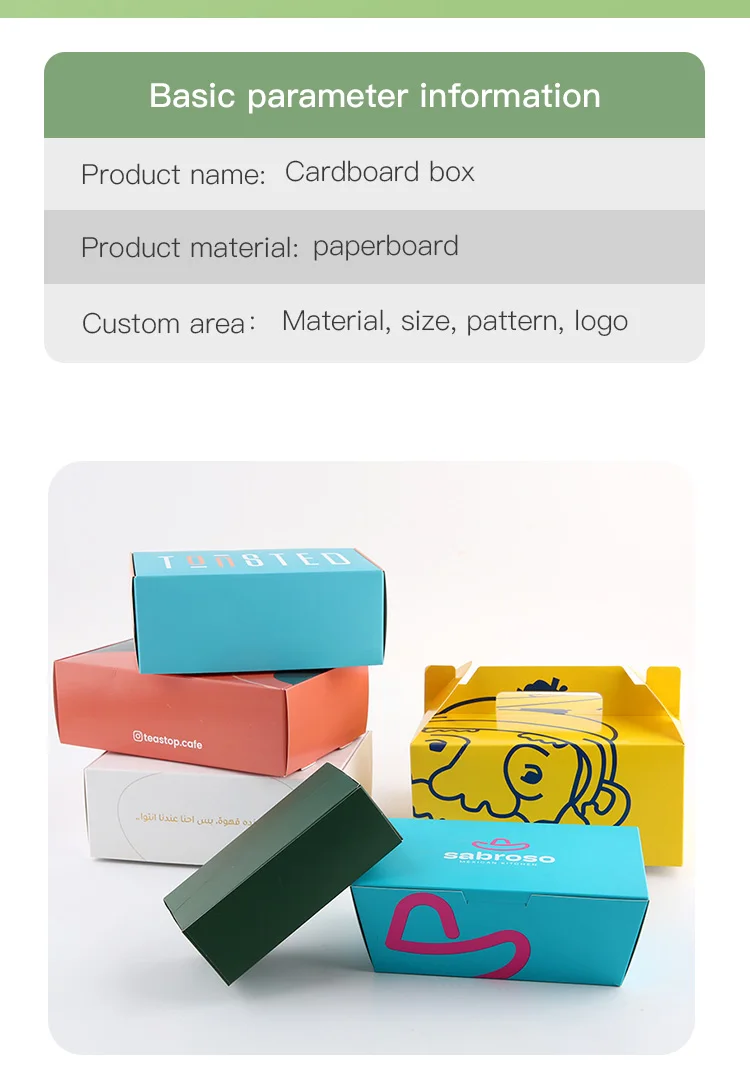 Free Design Takeaway Food Packaging Cardboard Sandwich Hamburger Packing Box Customized Printed Square Kraft Burger Box