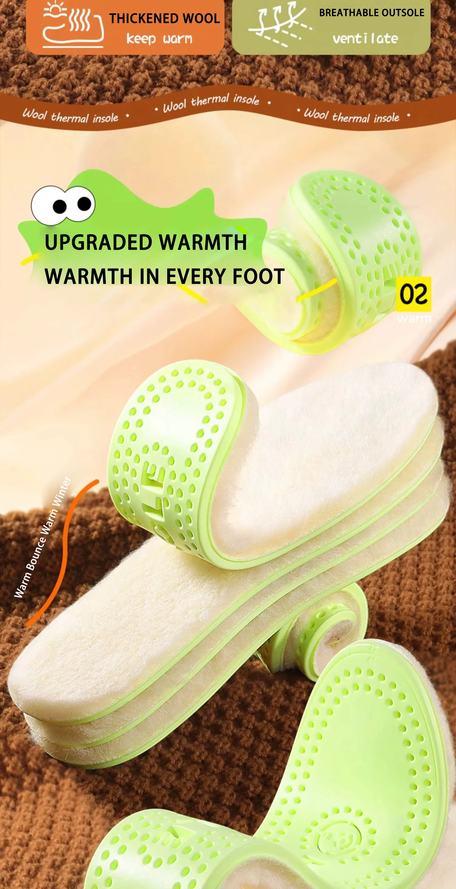 Winter Wool Insoles for Cold-Proof, Warm Feet, Plush Comfort for Snow Boots Winter Wool Insoles for Cold-Proof, Warm Feet, Plush Comfort for Snow Boots