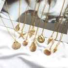 Shell Pendant Beach Style Shell Alloy Gold Pendant Necklace Seashell Conch Pendant Necklace For Women Men