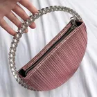 Diamond Evening Bag Clutch Fashion Ladies New Round Handle Rhinestone Diamond Circular Evening Bag