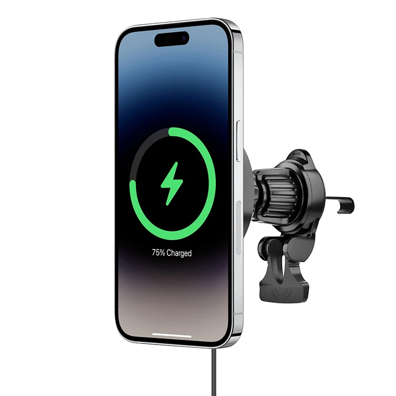 2025 New Products in Stock Magnetic Car Phone Charger 15W Wireless Charging for IPhone 15 16 Air Vent Phone Holder M1