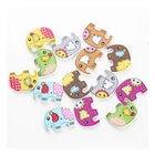 Button Wooden Children Button Factory Price Craft Wooden Children's Cartoon Elephant 2 Hole Button
