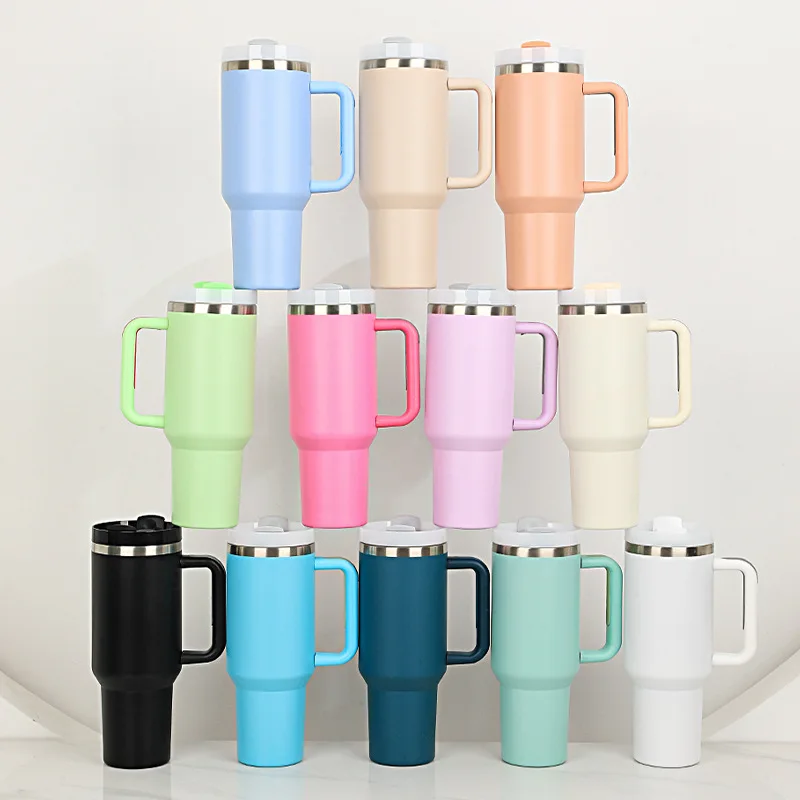 Hot Sale Coffee Cup Colorful Metal Beer Drinking Cups Mug Stainless Steel 40oz Tumbler With Handle