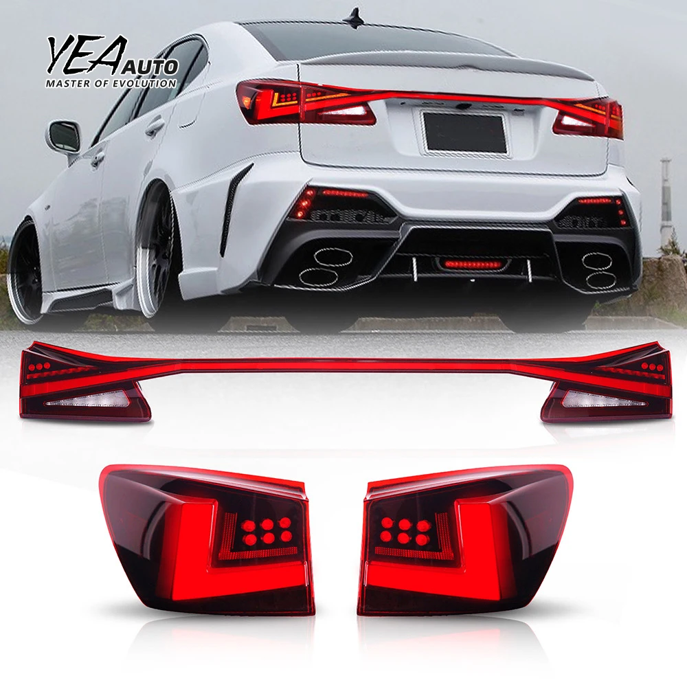 product upgrade full led through taillights taillamp for lexus is is250 is350 tail lights tail light with middle light 2006 2012-4
