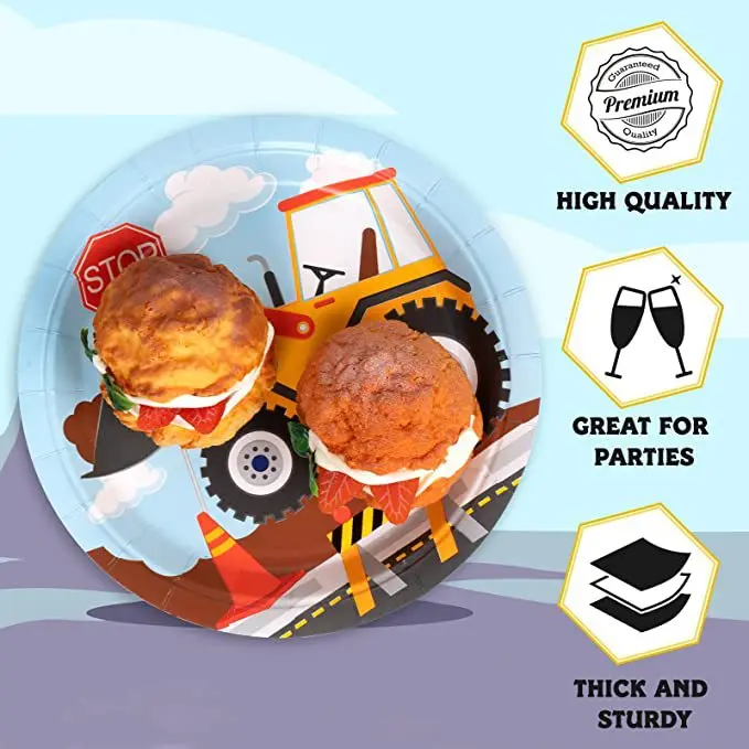 Construction Site Engineering Car Theme Party Cutlery Set Paper Plate Napkin Fork