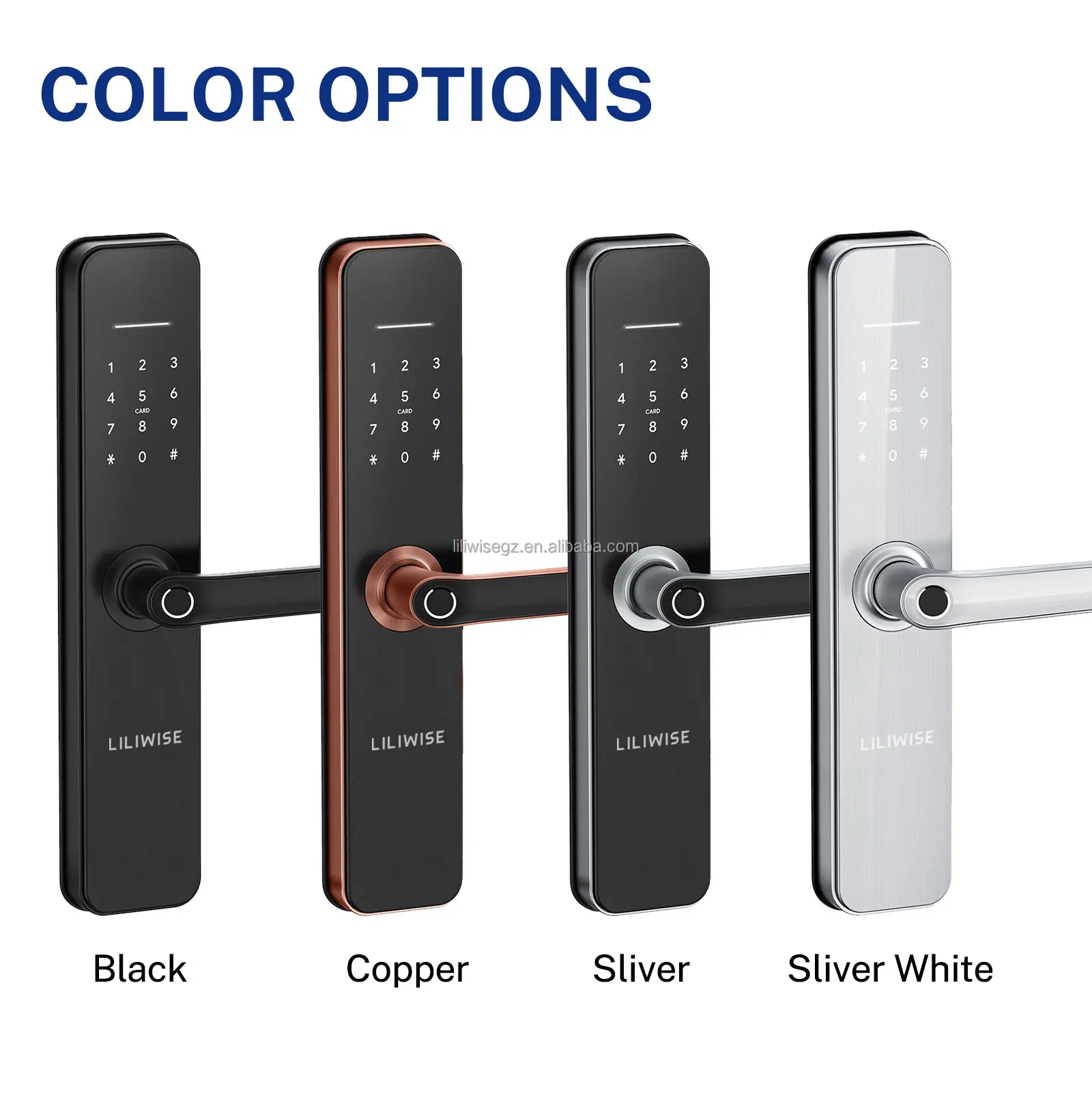 Liliwise Waterproof Outdoor Smart Door Lock with 6V Battery 35-75mm Door Thickness and 200 Fingerprint Capacity