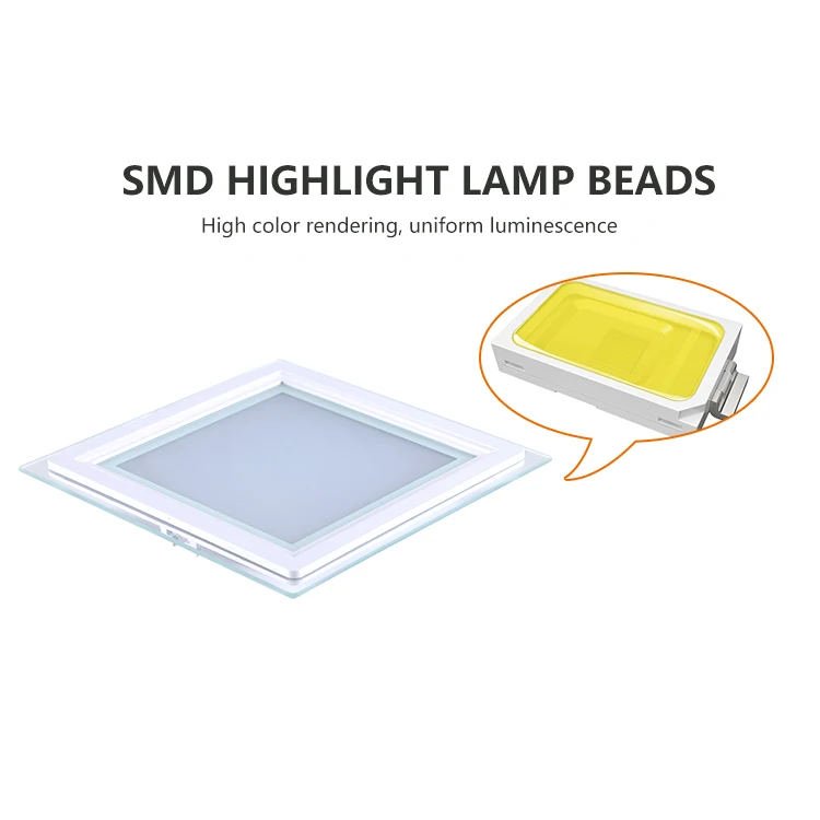 Factory low price white round square embedded patch aluminum glass panel 6w 12w 18w 24w ceiling Led ceiling light