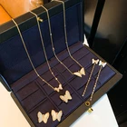 With Women's Versatile Fresh Style Brass Gold-plated Mother-of-pearl With Diamonds Butterfly Jewelry Sets