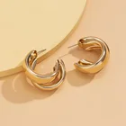 Huggies Ins Brass Hoop Huggies Earrings Small Large Circle Hoops CC Earrings Women Girls Gold Hoop Earrings
