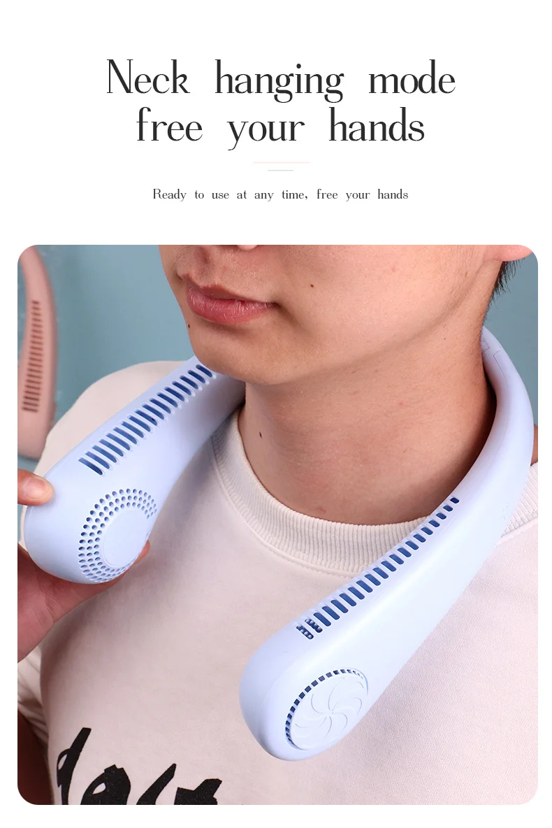 DD5616 Factory Direct Sale USB Charging Wearable Neck Fan 3 Speeds Rechargeable Mini Portable Neck Fan for Outdoor Sports