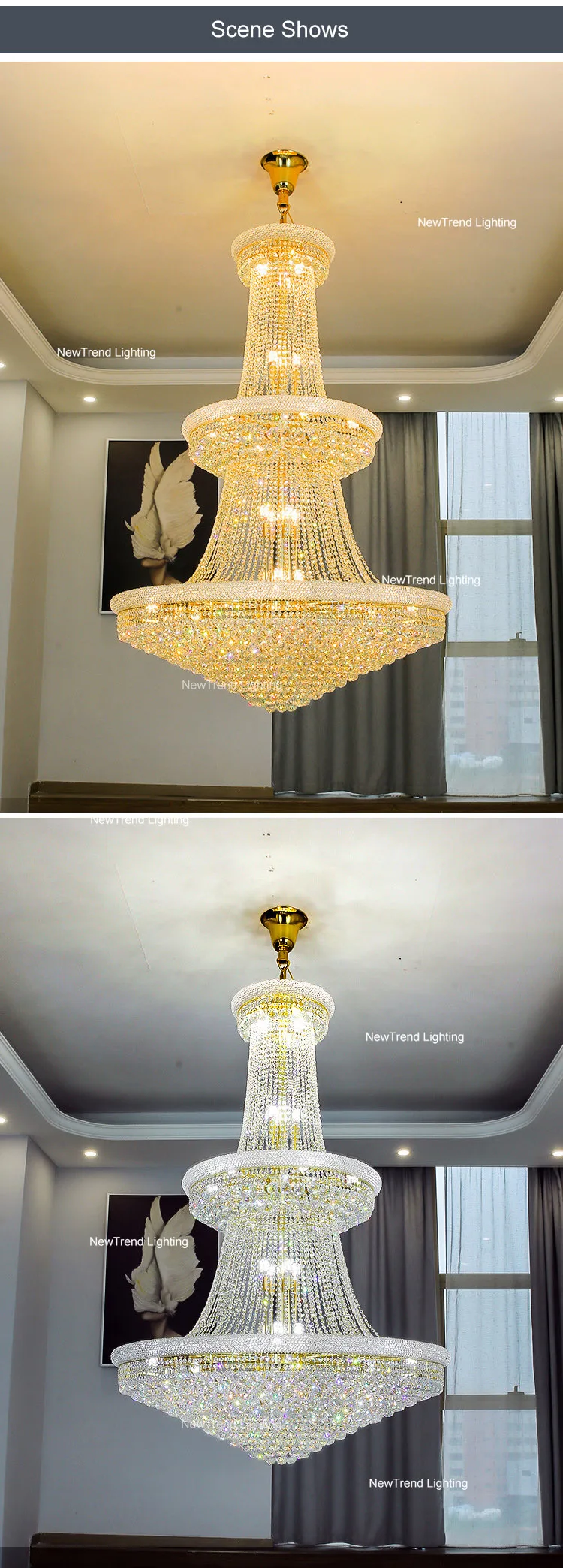 CPL-45 Modern Decoration Lighting Large Luxury Hotel Lobby Custom Crystal Chandelier manufacture
