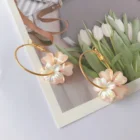 Earrings Acrylic Acrylic Wholesale Women's Earrings 2021 New 5 Petal 2 Layer Acrylic Flower Hoop Earrings