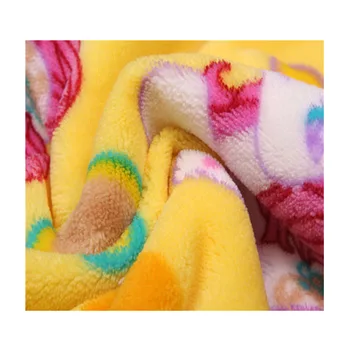 Cute Carton Horse Pattern Printing 100% Polyester Coral Fleece Fabric for Pajamas
