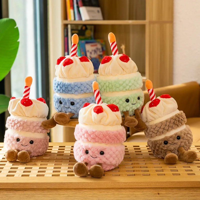 Custom Stuffed Cake Plushie Strawberry Fruit Muffin Shape Plush Toys Green Plant Plush Toy Gift for Kids Birthday