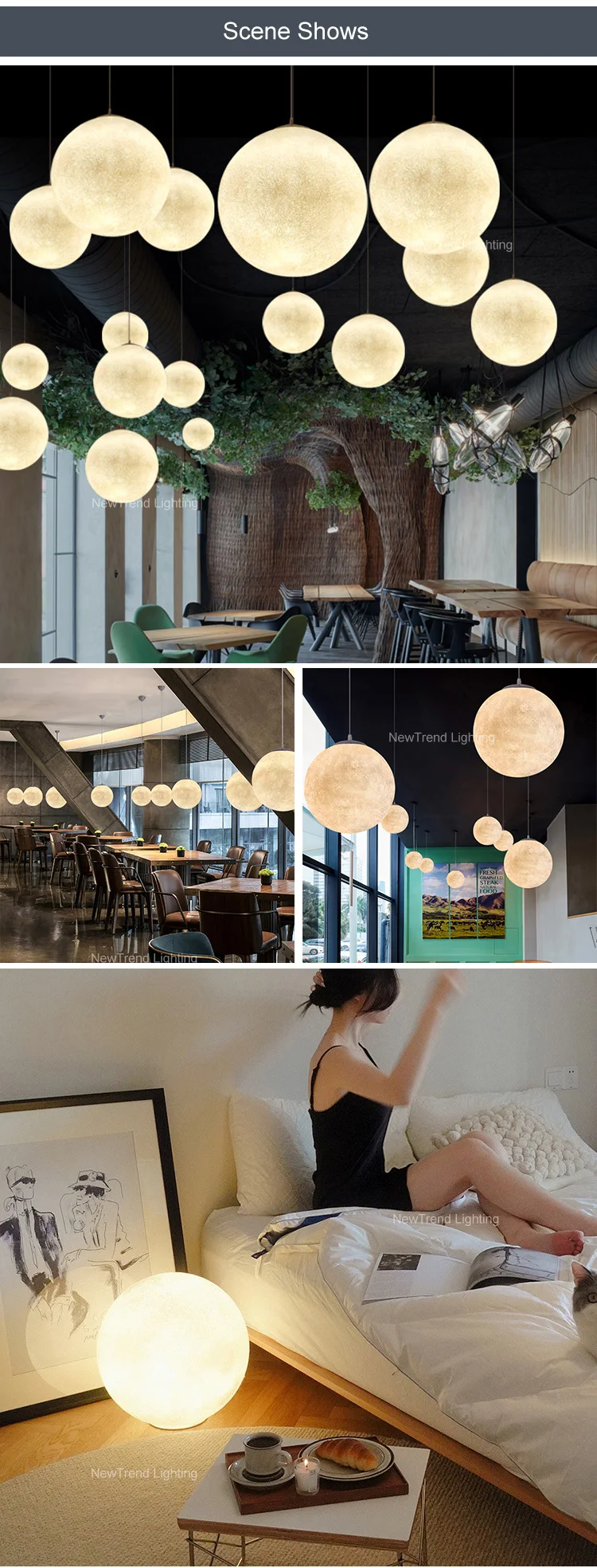CPL-149 New Design Indoor Decoration Hotel Lobby Banquet Hall Custom Resin Moon Chandelier factory