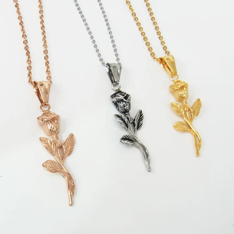 Fashion Titanium Steel Rose Flower 