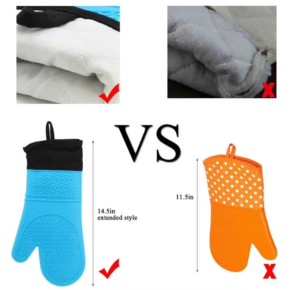 Wholesale Heat Resistant Silicone BBQ Gloves Customized Kitchen Cooking and Grill Gloves OEM & ODM BBQ Gloves manufacture