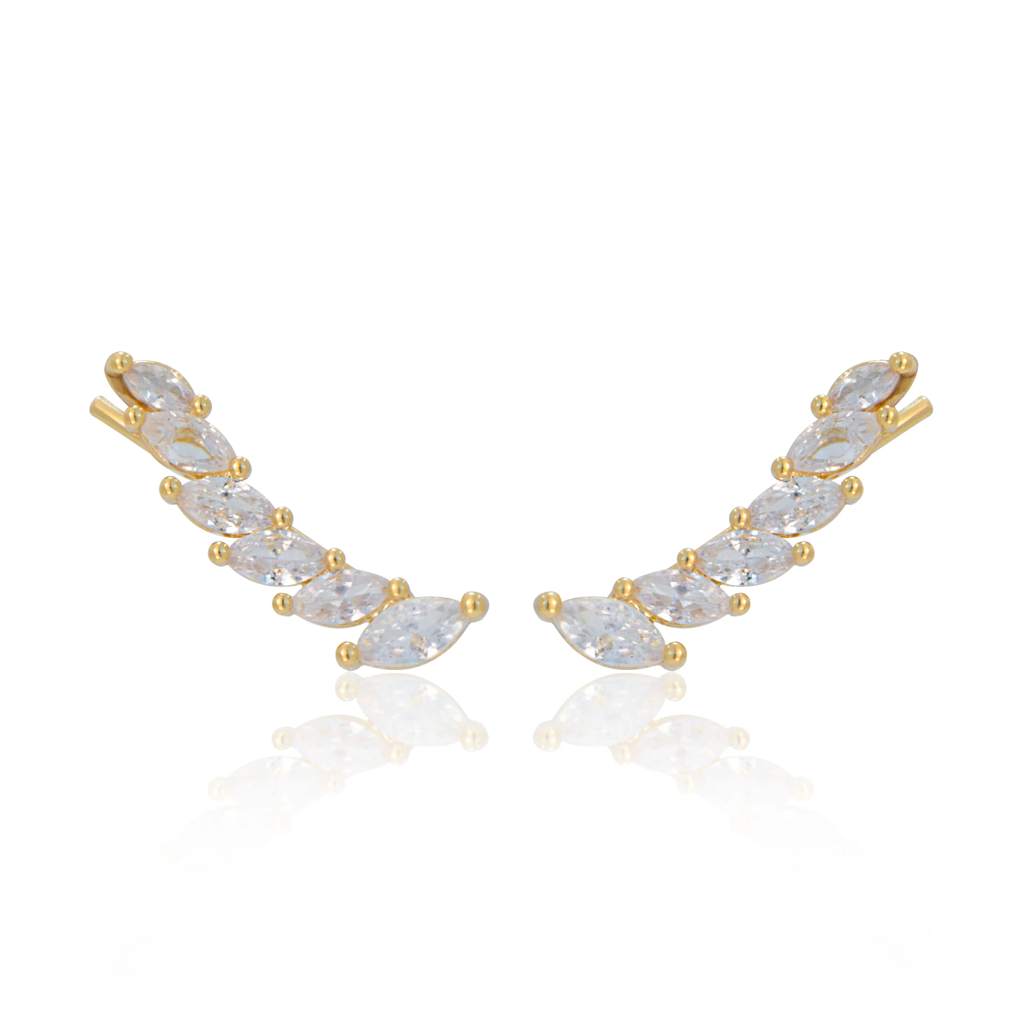 minimalist 18k gold plated wing cubic zirconia climber crawler