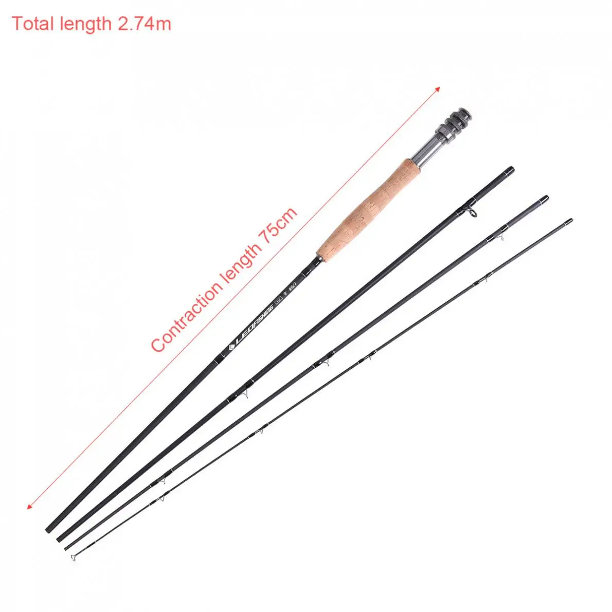 Fly Fishing Rod 2.7m 9ft Carbon Fiber Flying Fishing Rod 4/5/6/7 Wt 4 Section Ultra Light