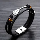 Vintage Bracelet Vintage Stainless Steel Magnetic Clasp Leather Bracelet Fashion Mens Multilayer Bangle