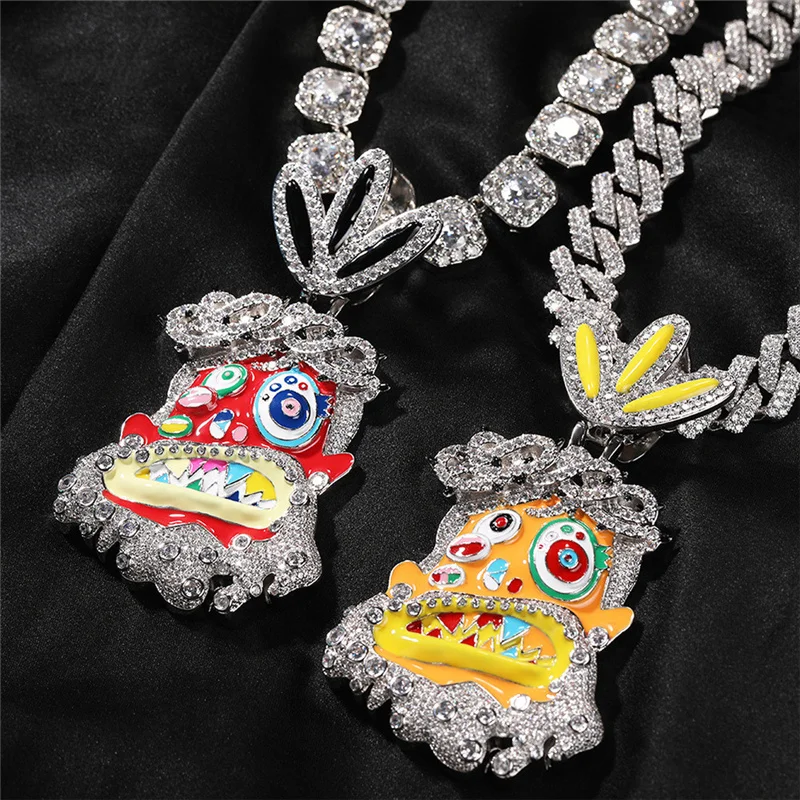 Heavy Metal Party Hiphop Charm Pendants Alloy Silver Plated Enamel Clown Iced Out Pendant Necklace Jewelry For Men Women