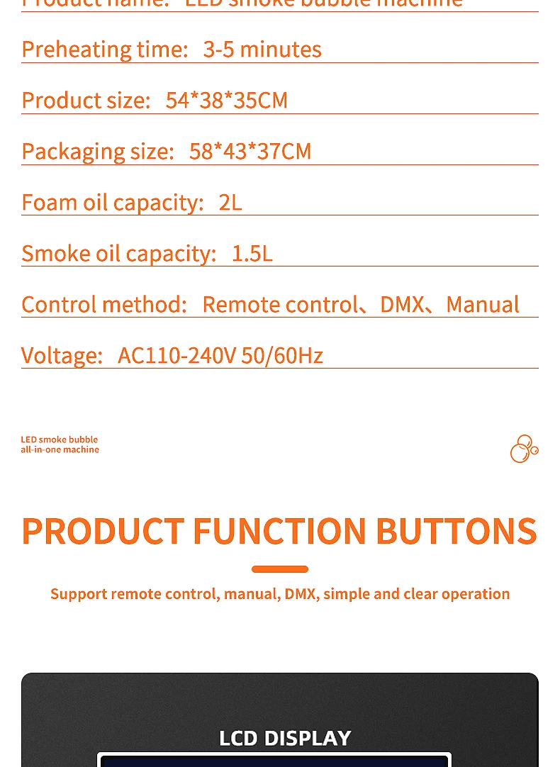 SHTX Professional 1500W Full Color Smoke Bubble Machine for Party Events Wedding with Remote Control LED Fog Bubble Machine