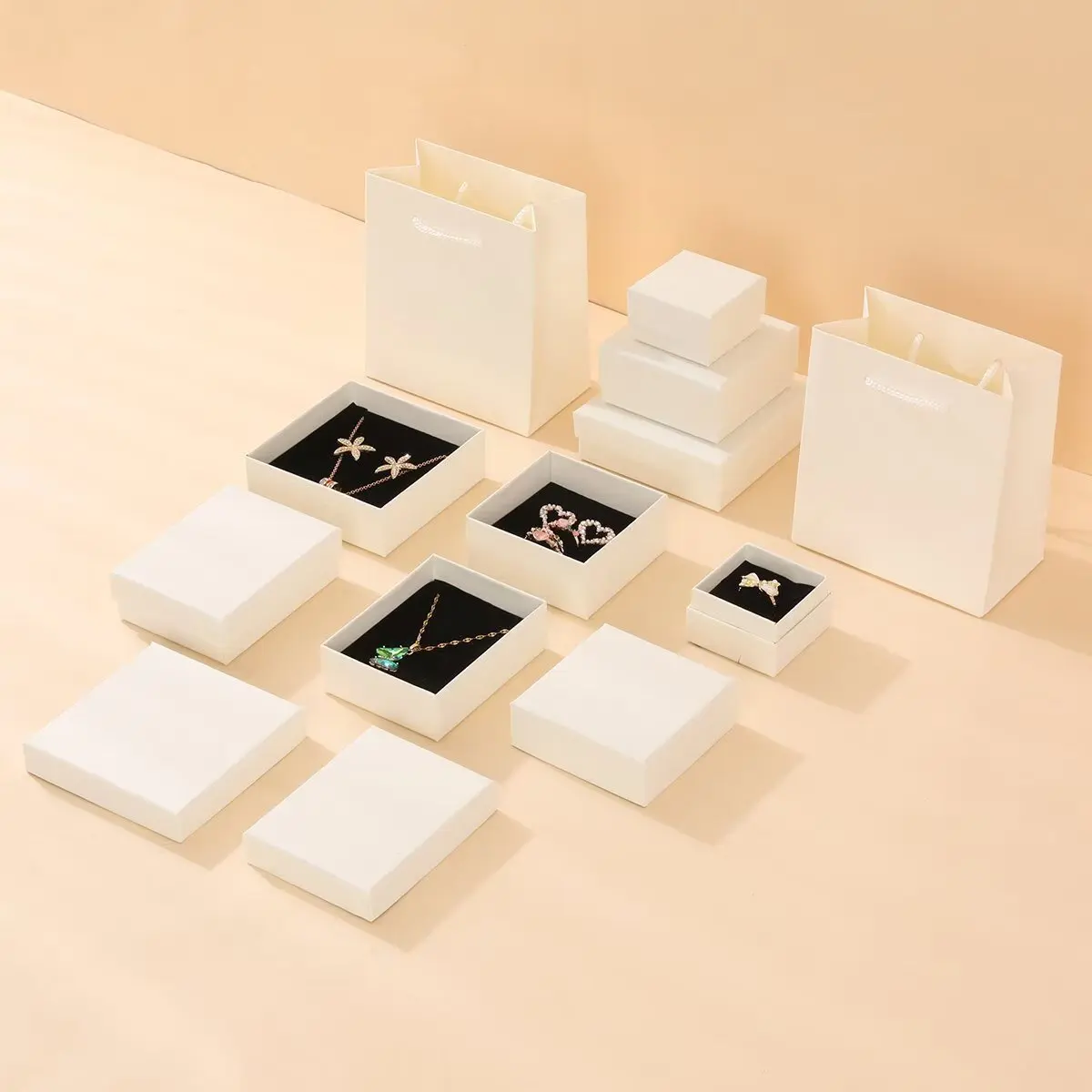 Classic Kraft Paper Jewelry Box Multi-Size for Earrings Necklaces Watches for Gift Packaging with Stamping supplier