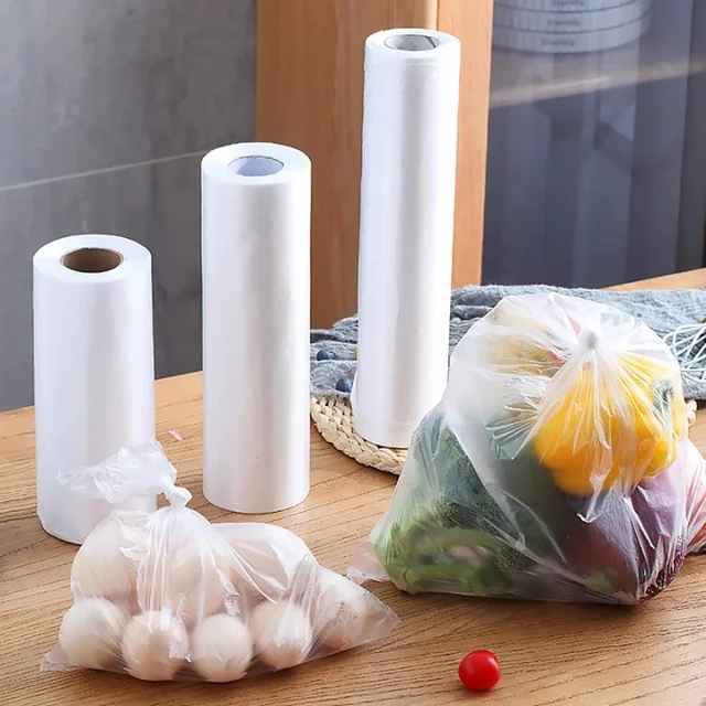 50/100 Disposable Kitchen Packaging Bags Food Grade PE & PET Fruit Fresh-Keeping Stand up Style Plastic Bags