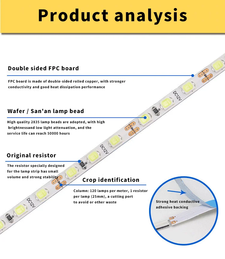 product bande lumineuse led strip smd2835 12v 24v 120 led diodes light strip suppliers-10