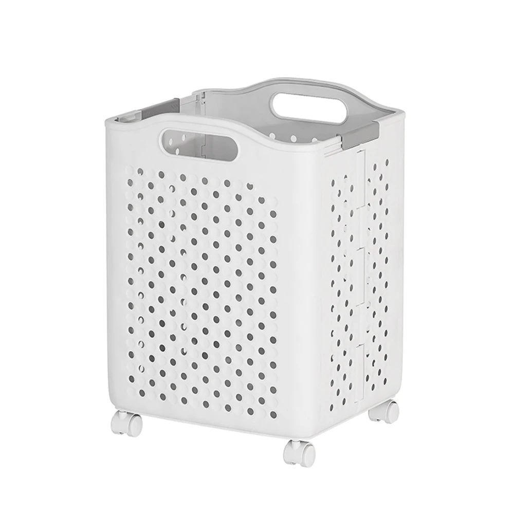 White Durable Foldable Bathroom plastic Laundry Storage Basket for Dirty Clothes