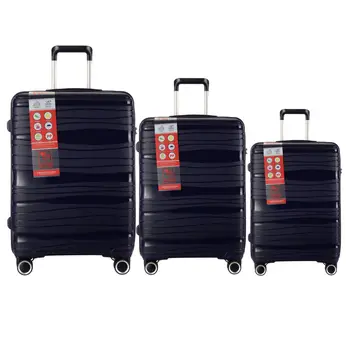 Custom 3PCS Unisex Spinner Carry-On Luggage Sets PP 4 Wheels Travel Suitcase with Spinner Caster Manufacturer Direct